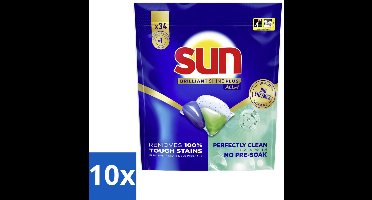 10 x Sun - Brilliant Shine Plus - All-in-1 Vaatwascapsules - 34 Tabletten - Vaatwassen - Vaatwascapsules - Bio-enzymen - Vaatwas - Vaatwasresultaat