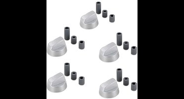 Universeel Knop Van oven, fornuis, kookplaat zilver Incl. adapters