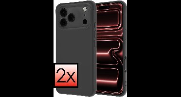 Hoesje - 2 Stuks - Geschikt voor Apple iPhone 17 Pro Max - Sterk & Shockproof - Case Siliconen - Back Cover - Telefoon Hoes - Zwart