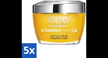 5 x Olay - Vitamine C + AHA24 - Nachtcrème - Vernieuwend & Verhelderend - 50 ml - Nachtcrème - Vitamine C - Aha - Niacinamide - Verheldering