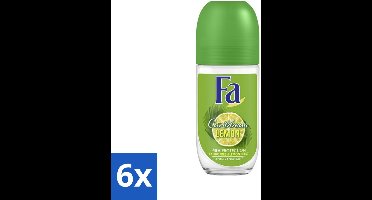 6 x Fa - Deodorant Roller - Caribbean Lemon - Verfrissend - 48 uur Bescherming - Citrusachtig - 50 ml - 48 Uur Bescherming - Caribische Citroen - Deodorant Roll-on - Citrusgeur - Fris