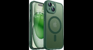 Hoesje Geschikt voor iPhone 15 Plus Hoesje Pine Groen - Hoesje Geschikt voor MagSafe iPhone 15 Plus - Shockproof Back Cover met Lens beschermer
