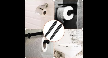 wc-rolhouder - 2 stuks - veerstang - verstelbare - plastic - 18L x 7B centimeter - Zwart
