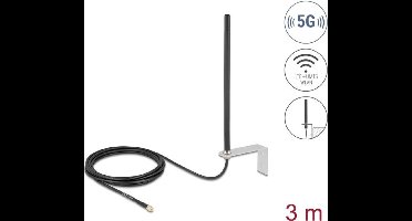 Delock 5G LTE Antenne SMA Stecker 3 - 5 dBi omnidirektional starr mit Anschlusskabel RG-174 (96089)