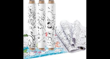 Kleurplaat op Rol 3pcs - Navulling - 3x 10 meter Kleurplaten op Rol - Thema Dieren, Prinses & Ruimte - Voor Houten Tekenbord en Papierrolhouder - Creatief Speelgoed Kinderen vanaf 3 Jaar - Joya Creative