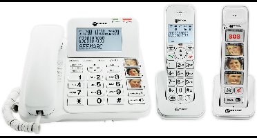 Vaste telefoon met 3 fototoetsen + draadloze telefoon + 2e draadloze telefoon met 4 fototoetsen - 30 dB geluidsversterking - SLECHTHORENDEN - SLECHTZIENDEN - senior 295