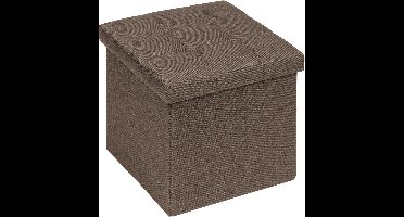 Decoratieve Opbergpoef – Klapkruk en Speelgoedkist van Linnen Stof voor Slaapkamer of Woonkamer, Bruin, 32 cm