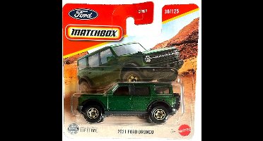 MATCHBOX 2021 FORD BRONCO METALIC GREEN 30/125 1:64 METAL SHORT CART