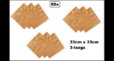 60x Servetten rose goud 33cm x 33cm - 3 laags - Cocktail servet diner eten knoeien restaurant BBQ thema feest verjaardag feest
