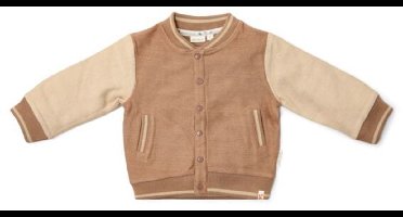 Little Dutch – Bruin Gebreid Vest Met Taupe Mouwen – Forest Friends – Maat 98