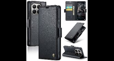 CaseMe Wallet Case met RFID Bescherming Kaarthouder en Magneetsluiting voor Xiaomi 15T Pro _ Zwart