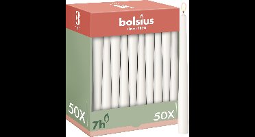Bolsius - Gladde Dinerkaarsen - 50 stuks - Wit - 24,5 cm - Voordeelverpakking