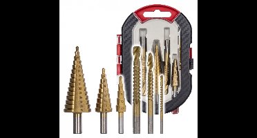 6 delig Borenset – Borenset-Stappen boor 4-30 mm – Stappenboor – Conische plaatfrezen met titanium coating – HSS - Freesboor – Kegelboor – Trapgatboor – Boren – Frees boor – Titanium coating