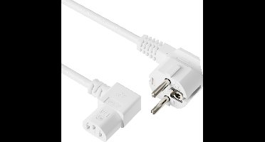 C13 apparaatsnoer - Haaks - Wit - 15 meter - Allteq