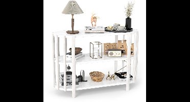 Creatorally 3 Laags Sidetable - Ovale Vorm - 110x38x75cm - Wandtafel - wit - Consoletafel - Wandtafel - Tafel - Console Tafel - Haltafel