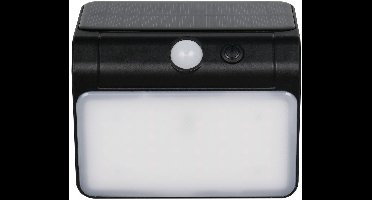 REALITY OLINDA - Wandlamp - Zwart - incl. 1x SMD 2,5 W - Schemersensor - Wandmontage - Oplaadbaar - Zonne-energie - 4000K - Niet dimbaar - Bewegingssensor en orientatielicht - Buitenverlichting - IP44