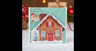 Set van 12 papieren kerstservetten in peperkoekhuisje design – 33×33 cm