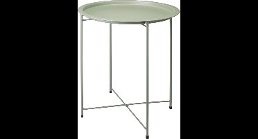 Home & Styling Bijzettafel 2 laags - groen - metaal - 40 x 66 cm - plantenpot verhoger - binnen/buiten