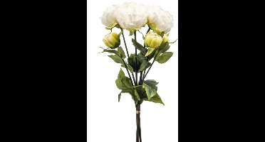 Emerald - Kunstbloem Pioenroos Bundel 50cm créme - Kunstplant voor binnen