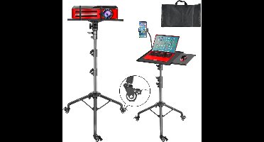 ApexArte® Projector Statief – Beamer Statief Met Laptop Verdieping – Verstelbaar Standaard – Met Wieltjes - Zwart