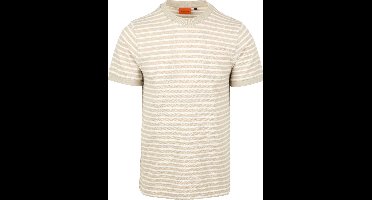 Suitable T-shirt Isaac Stripe Piqué Pebble - Maat M - Heren - Casual T-shirts