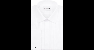 Smoking Overhemd Plisse Wit - Boordmaat 41 - Heren Smoking Shirt - 100% katoen - Regular-Fit pasvorm