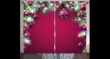 Boraboi® Kerstgordijnen met Sneeuwvlokken Motief en Handige Ophangmogelijkheden 280cm roze