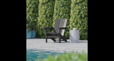 Weerbestendige Adirondack Stoel met Bekerhouder – Comfortabele Buitenstoel van HDPE, Ergonomisch Ontwerp met Brede Armleuningen en Waterafstotend Zitting – Grijs