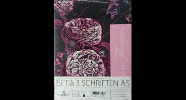 Schrift - Schoolschrift - 3 stuks - Flowers - Lijn - Gelinieerd - 40vel - 80 pagina - 80grams -Quantore