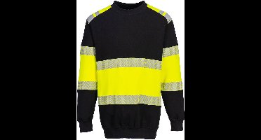 Portwest PW3 FR Modaflame HiVis klasse 1 Sweatshirt FR716 - Geel/Zwart - XL