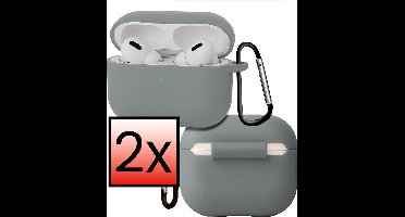 Hoes - Geschikt voor Apple Airpods Pro 3 - Siliconen Hoesje met Clip - Silicone Case Cover - Grijs
