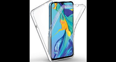 Hoesje geschikt voor Huawei P30 + Screenprotector - 2 in 1 Siliconen TPU Case Transparant voor Volledige 360 Graden Bescherming Voor- en Achterkant