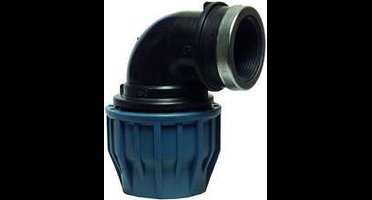 Jason Knie 90° PP 25 mm x 1/2" knel x buitendraad 16bar zwart/blauw DVGW/KIWA/WRAS/SVGW