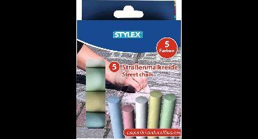 Stylex 25008 stoepkrijt Blauw, Groen, Rood, Wit, Geel 5 stuk(s)