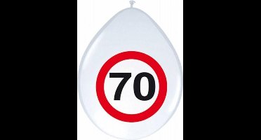 24x stuks Ballonnen 70 jaar verkeersbord