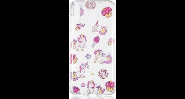 Shop4 - Samsung Galaxy M20 (Power) Hoesje - Zachte Back Case Eenhoorns Transparant