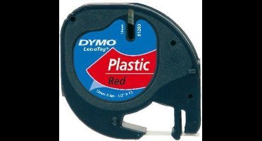 Dymo Lettertape Plastic - Zwart/Rood - 12 mm x 4m - Tape