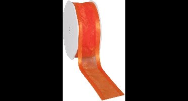 Satin edge Organzalint Oranje - 38 mm / 25 mtr.
