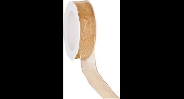 Wired Organzalint Goud 25 mm / 20 mtr. Organza lint met draad