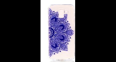 Shop4 - Samsung Galaxy J6 (2018) Hoesje - Zachte Back Case Mandala Blauw