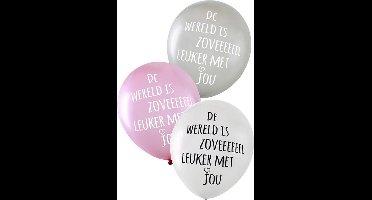 Ballon 6 x metallic 14 inch 3 ass De wereld is zoveel