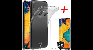 Hoesje geschikt voor Samsung Galaxy A30 Hoesje + 2x Screenprotector Case-Friendly - Transparant Siliconen TPU Soft Case - iCall