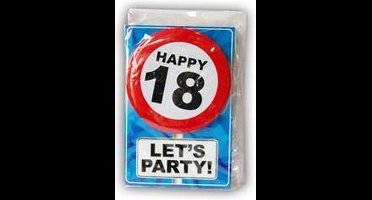 Verjaardagskaart met button 18 jaar