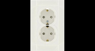 MERTEN type Atelier, dubbel randaarde stopcontact met afdekplaat, inbouw | CREME