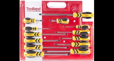Toolland Schroevendraaierset, 13-delig, chroom-vanadium, magnetische punt, ergonomisch, antislip