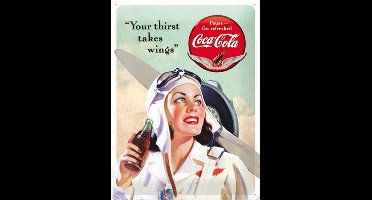 Coca Cola Your thirst takes wings  Metalen wandbord in reliëf 30 x 40 cm