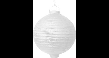 Partydeco - Decoratieve lampion wit LED 30 cm - Lampion sint maarten - lampionnen - Sint maarten optocht - lampionnen papier