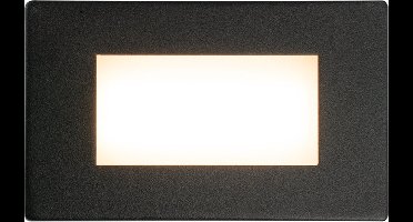 HOFTRONIC - Dillon Wand Inbouwspot Zwart - Trapverlichting - 3 Watt 340 Lumen - 3000K Warm wit licht - IP54 waterdicht - 107x66x25mm
