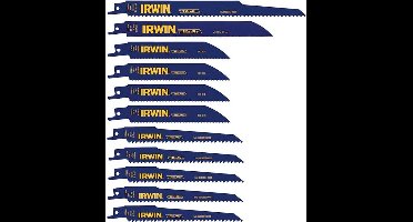 IRWIN Set bimetal reciprozaagbladen voor hout, PVC en metaal 11PCS, diverse vertanding en lengte