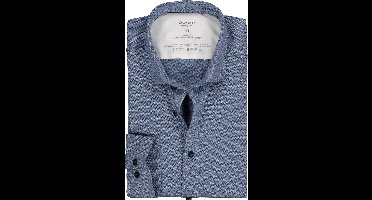 OLYMP Level 5 body fit overhemd 24/7 - royal blauw structuur tricot - Strijkvriendelijk - Boordmaat: 38